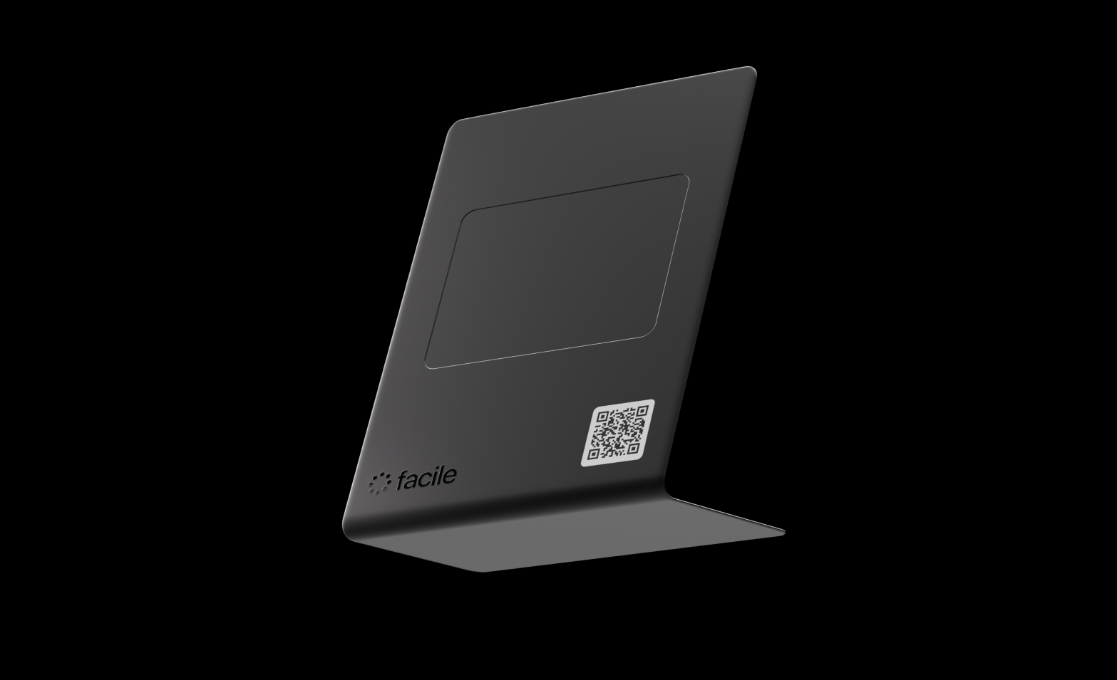 Facile branded business NFC plate on a desk stand